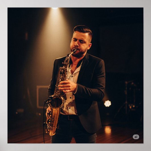 Poster Jazzman Saxophone (Devant)