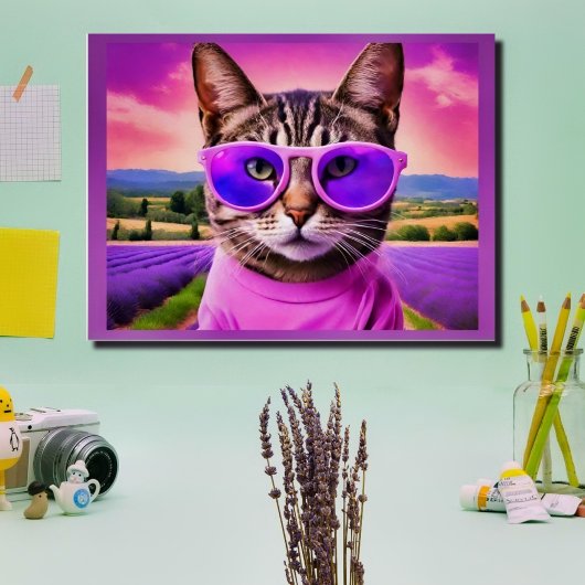 Poster Jazzy cat - - lavande