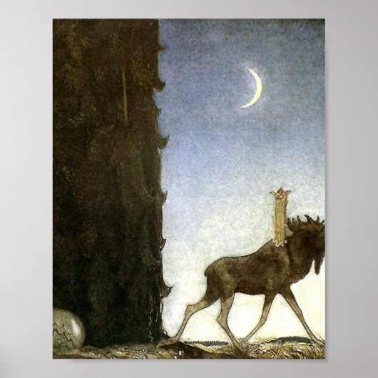 Poster Jbleap the elk John Bauer (Devant)
