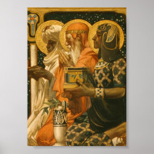 Poster JC Leyendecker Trois Sages Vintage Noël
