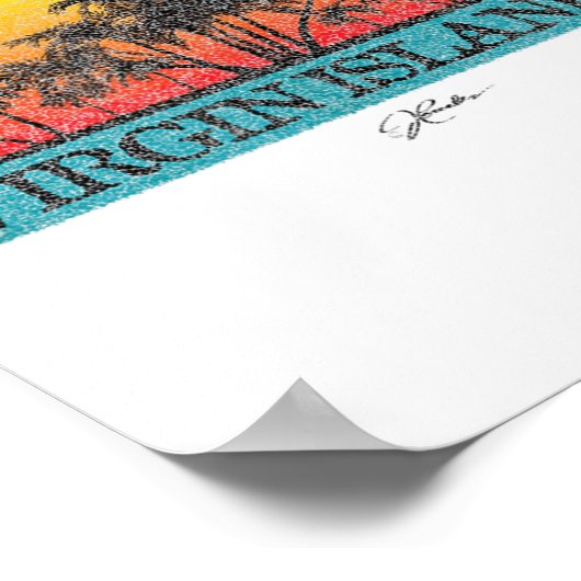 Poster Jcombs_ Îles Vierges Soleil avec palmiers _1 (Coin)