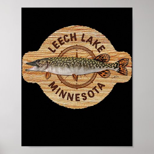 Poster JCombs Leech Lake Minnesota Northern Pike Fishing (Devant)