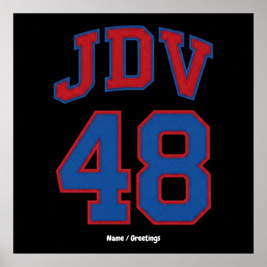 Poster JDV 48 Rétro Style Universitaire Monogramme Vintag (Devant)