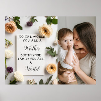 Poster Je aime ma mère Cadeau de fête des mères floral