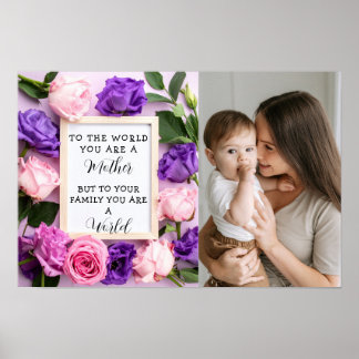 Poster Je aime ma mère Cadeau de fête des mères floral