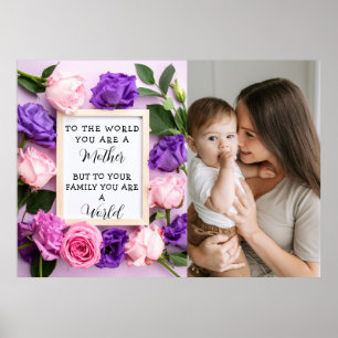 Poster Je aime ma mère Fête des mères Floral Souvenir
