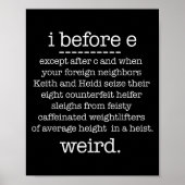 Poster Je Avant E Sauf Quand Keith Weird Funky Grammar M (Devant)