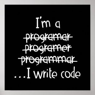Poster Je Code Humour de Programmeur Typographie Graphiqu