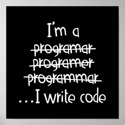 Poster Je Code Humour de Programmeur Typographie Graphiqu (Devant)