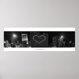 Poster Je coeur Chicago Skyline en noir et blanc