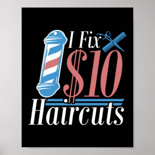 Poster Je Corrige $10 Haircut Hair Styliste Coiffeur Barb