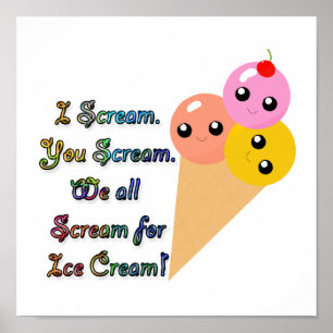Poster Je crie pour la crème glacée