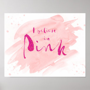 Poster Je Crois En Aquarelle Rose Audrey Hepburn Citation