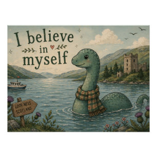 Poster Je crois en moi-même Monstre du Loch Ness fantaisi