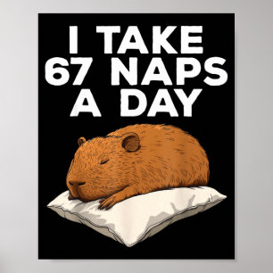 Poster Je fais 67 siestes par jour Capybara drôle Six Sep
