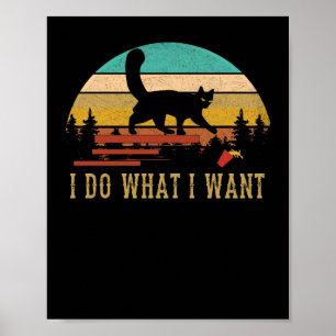 Poster Je fais ce que je veux Chat Vintage Sunset
