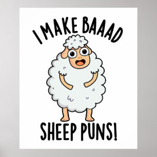Poster Je Fais De Mauvais Puns De Moutons Drôle Animal Pu