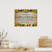 Poster JE FAIS DES BBQ Monogramme floral en bois de bienv (Cuisine)