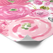 Poster Je fais Pink Aquarelle Motif Floral (Coin)