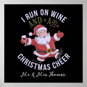 Poster Je fonctionne au vin et à la joie de Noël 