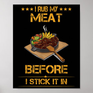 Poster Je Frotte Ma Viande, Été Bbq Drôle Texte