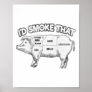 Poster Je fumerais cette drôle de barbecue fumeuse Vintag