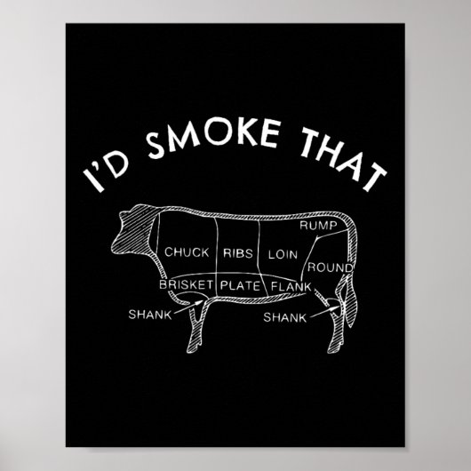 Poster Je fumerais cette vache drôle Fumer Barbecue Grill (Devant)