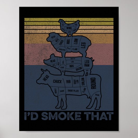 Poster Je Fumerais Que Le Boucher De Poulet De Porc De Bo (Devant)