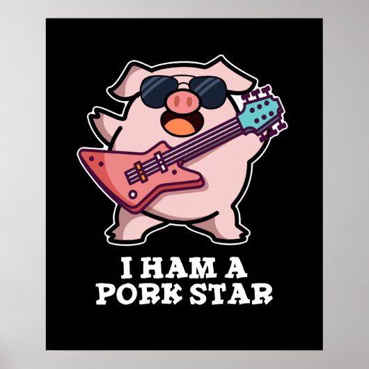 Poster Je Jamais Un Pork Star Funny Rock Star Pig Pun Dar (Devant)