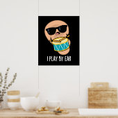 Poster Je Joue Par Ear Funny Drummer Pun Dark BG (Cuisine)