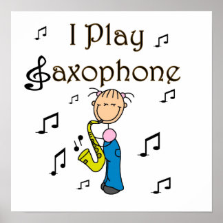 Poster Je joue Saxophone Stick Figure T-shirts et cadeaux