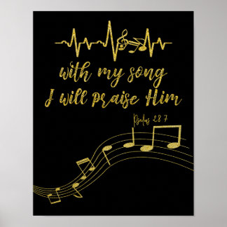 Poster Je le louerai avec la chanson KJV Bible Verse