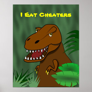 Poster Je Mange Des Cheaters T Rex Dinosaur École Classe