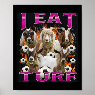 Poster Je mange du gazon drôle de chèvre contrefaçon styl