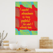 Poster Je Manifeste L'Abondance En Étant Une Affirmation  (Cuisine)