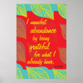 Poster Je Manifeste L'Abondance En Étant Une Affirmation  (Devant)