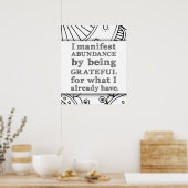 Poster Je Manifeste L'Abondance En Étant Une Affirmation  (Cuisine)