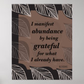 Poster Je Manifeste L'Abondance En Étant Une Affirmation  (Devant)