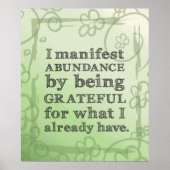 Poster Je Manifeste L'Abondance En Étant Une Affirmation  (Devant)
