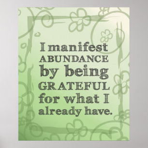 Poster Je Manifeste L'Abondance En Étant Une Affirmation 
