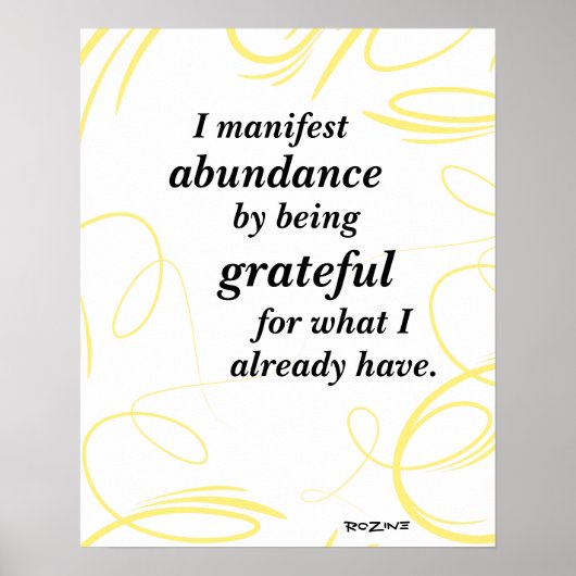Poster Je Manifeste L'Abondance En Étant Une Affirmation (Devant)