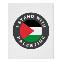 Je me tiens avec le drapeau de la Palestine et tex