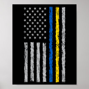 Poster Je me tiens avec le drapeau de l'Ukraine Drapeau a