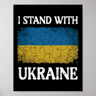 Poster Je me tiens avec le drapeau en détresse de l'Ukrai