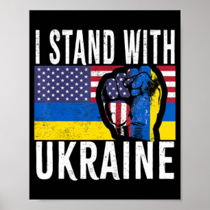 Poster Je Me Tiens Avec L'Ukraine Drapeau Américain Souti