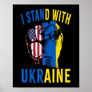 Poster Je Me Tiens Avec L'Ukraine Drapeau Américain Souti