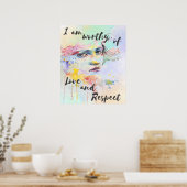 Poster Je mérite l'amour et le respect de l'aquarelle bro (Cuisine)