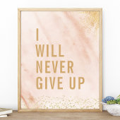 Poster Je n'abandonnerai jamais la citation d'or en marbr