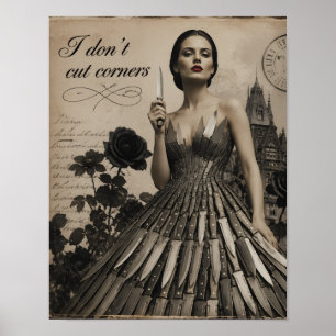 Poster Je ne coupe pas les coins Collage surréaliste