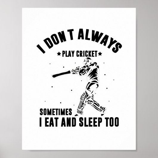 Poster Je ne joue pas toujours au cricket | Cadeaux de jo (Devant)